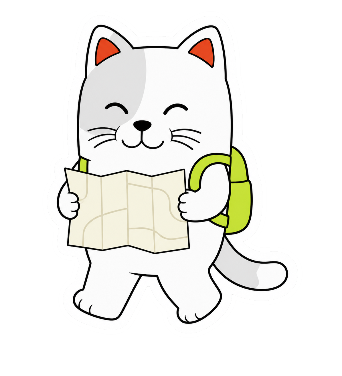Purr Cat sticker 32: lost backpacker