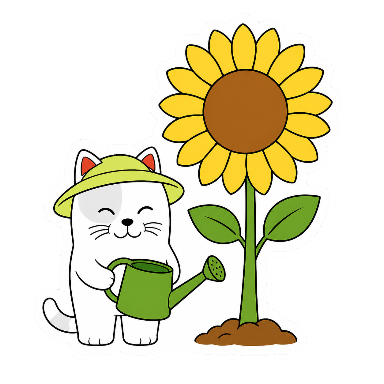 Purr Cat sticker 40: giant sunflower gardener